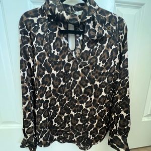 TRINA TURK HIGH NECK CHEETAH BLOUSE